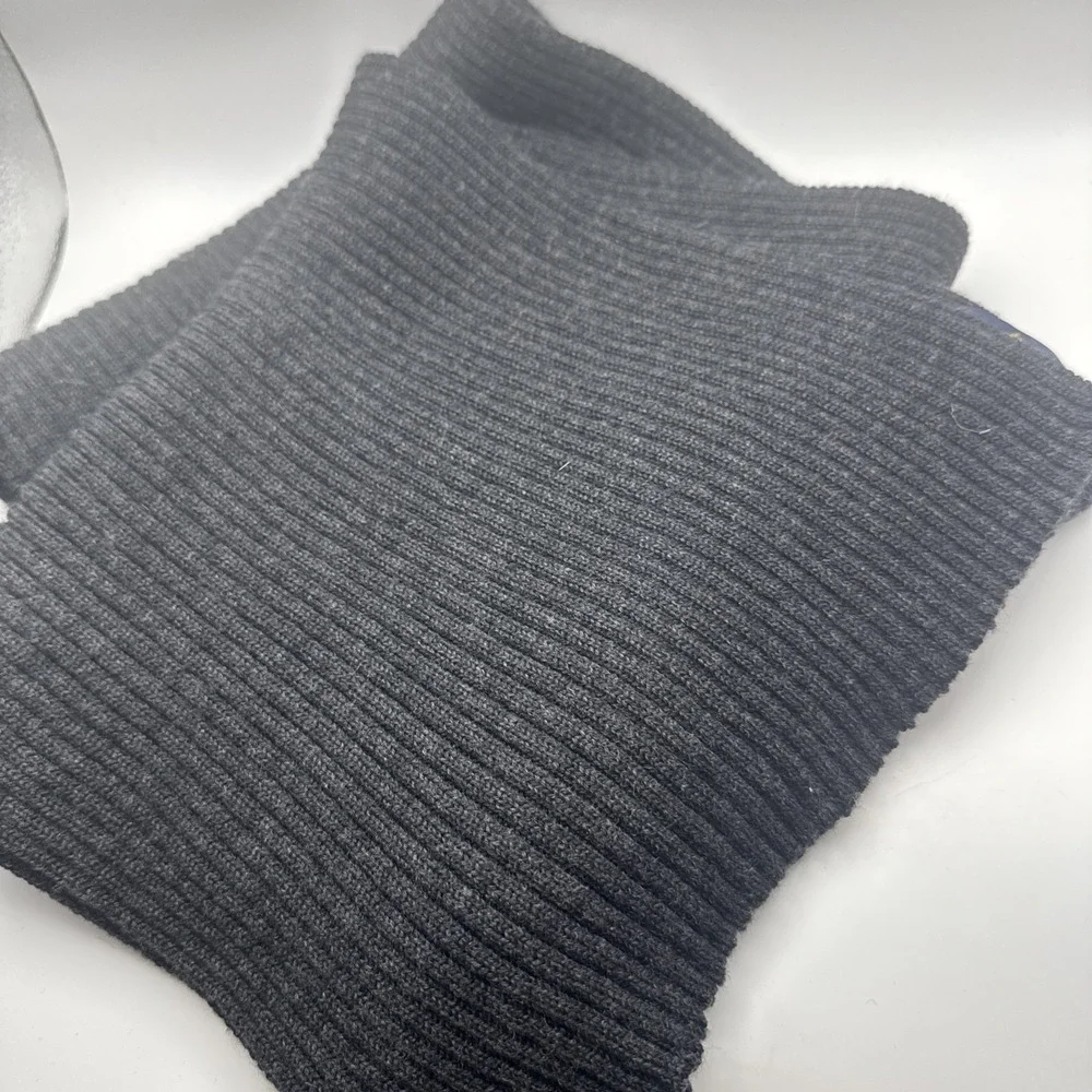 Barbisio Pure Merino Wool Gray Rib Knit Scarf Italy Woolmark Unisex Soft